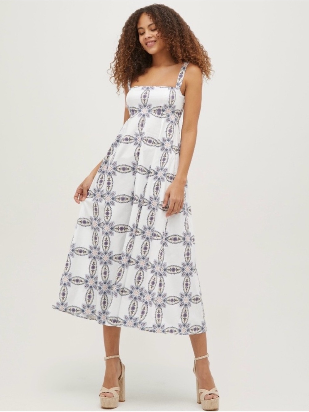 Hill House Home The Rowena Dress - Marseille Geo Cotton Sateen - Picture 2 of 7